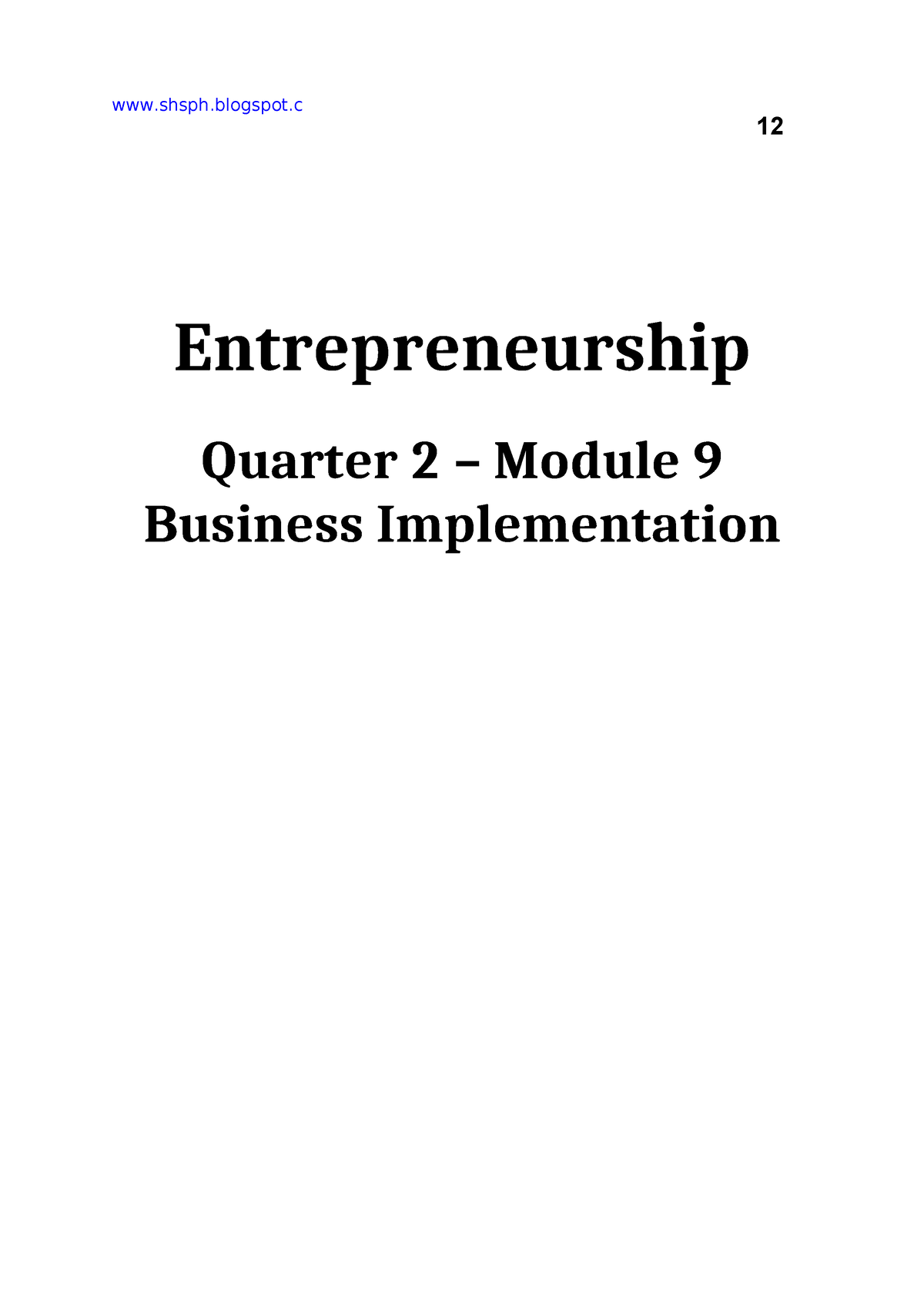 GRP-3 - CHEMISTRY - Om 12 Entrepreneurship Quarter 2 – Module 9 ...