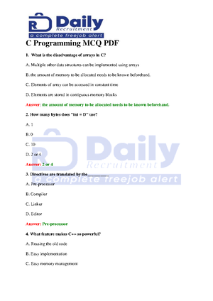 100 Multiple Choice Questions In C Programming MCQs - Computer ...