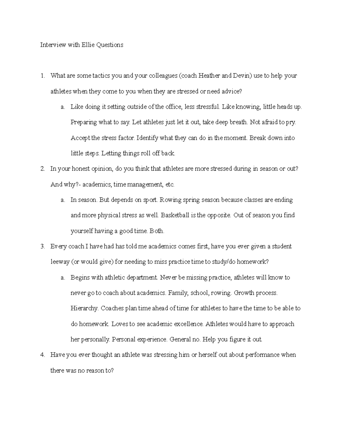 Interview For Research Project Interview With Ellie Questions What