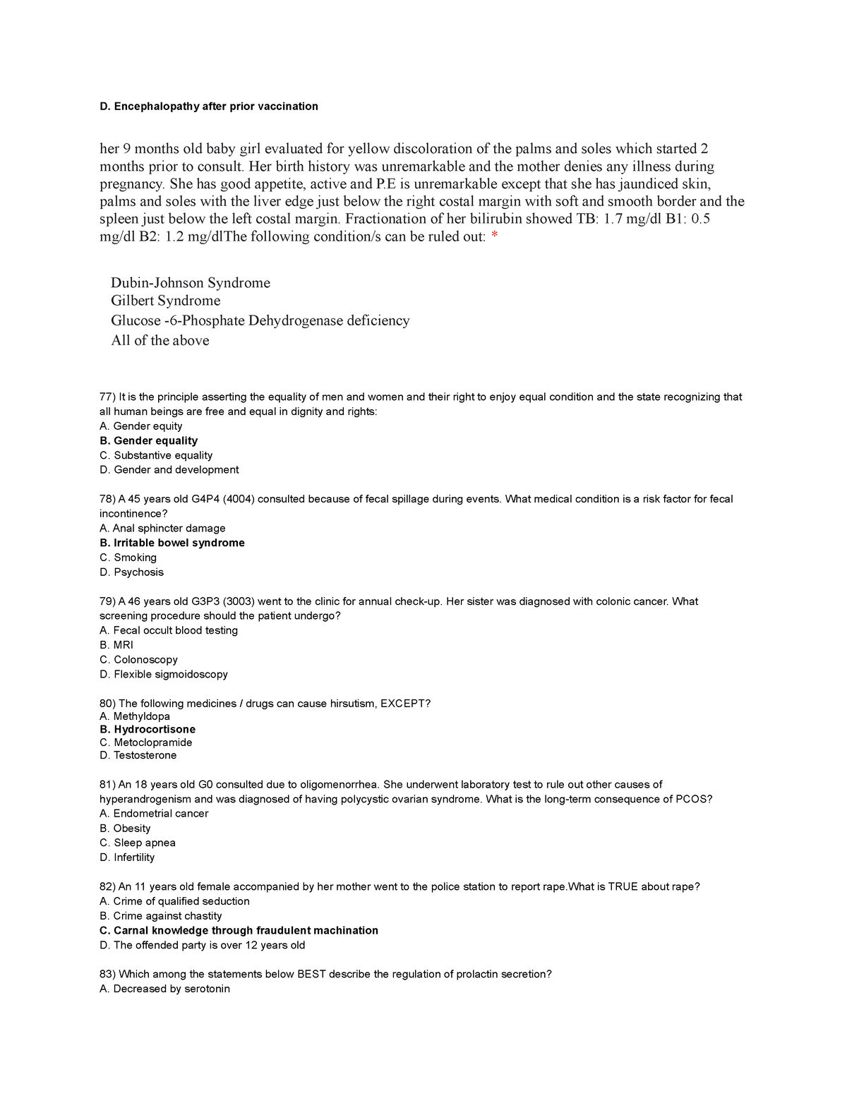 Medicine PART 3 - D. Encephalopathy after prior vaccination her 9 ...