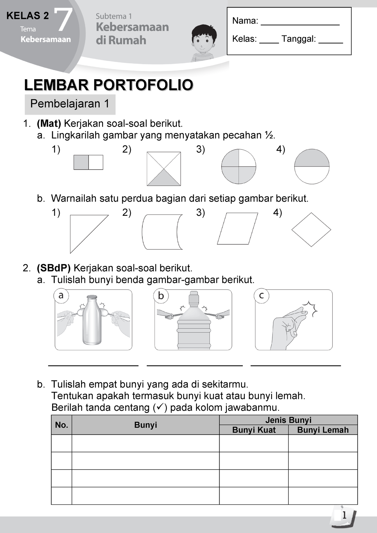 Lembar Portofolio Bupena 2D Tema 7 Sub 1 - (Mat) Kerjakan Soal-soal ...