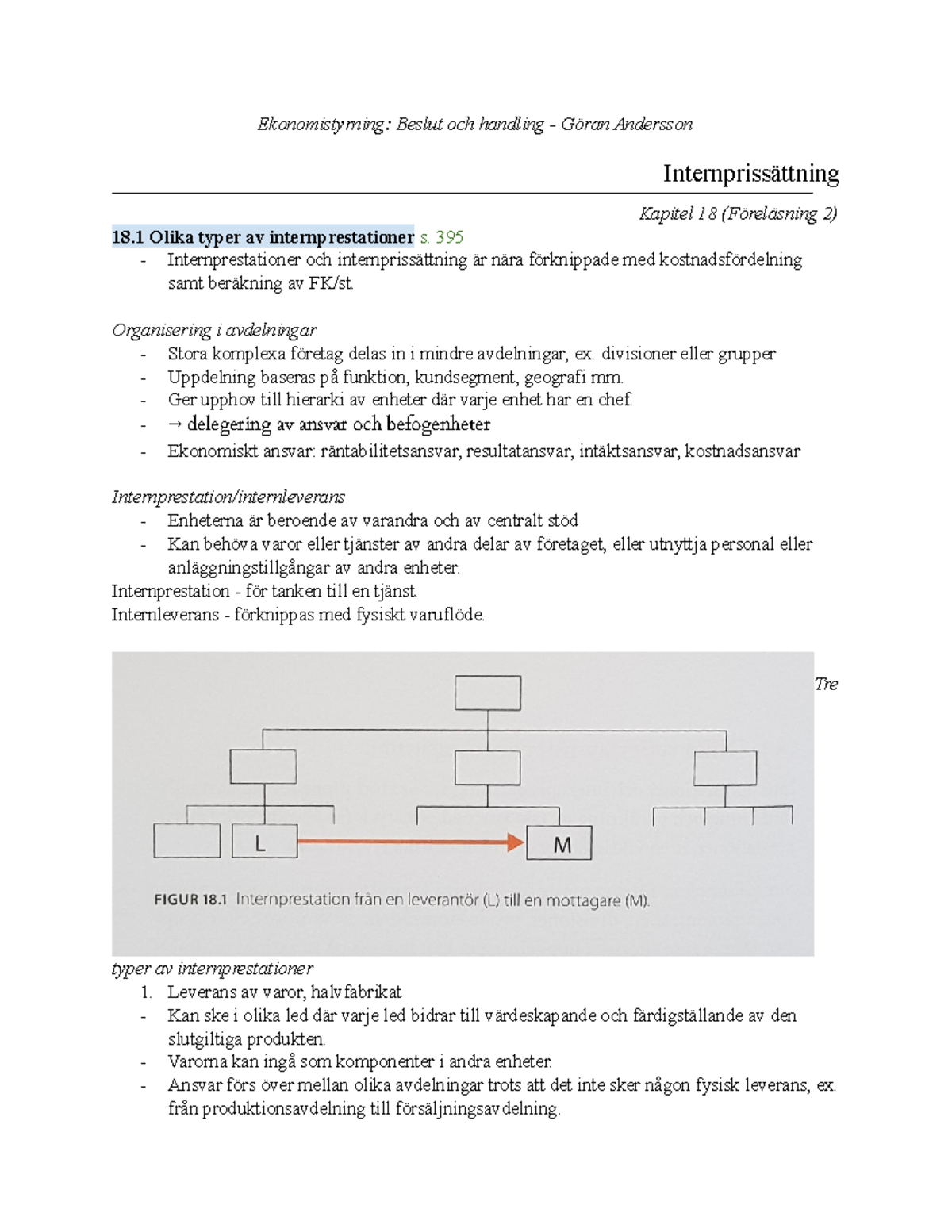 Ekonomistyrning Kapitel 18 - Ekonomistyrning: Beslut Och Handling ...