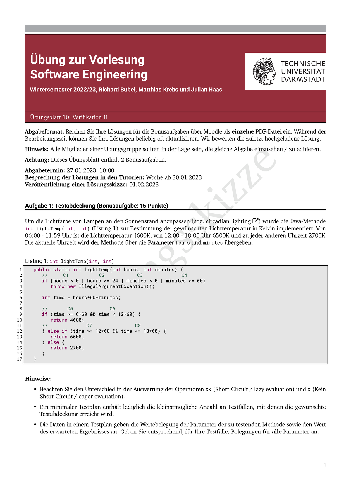 Exercise 10 Verifikation II Loesungsskizze - Lösungsskizze Übung Zur ...