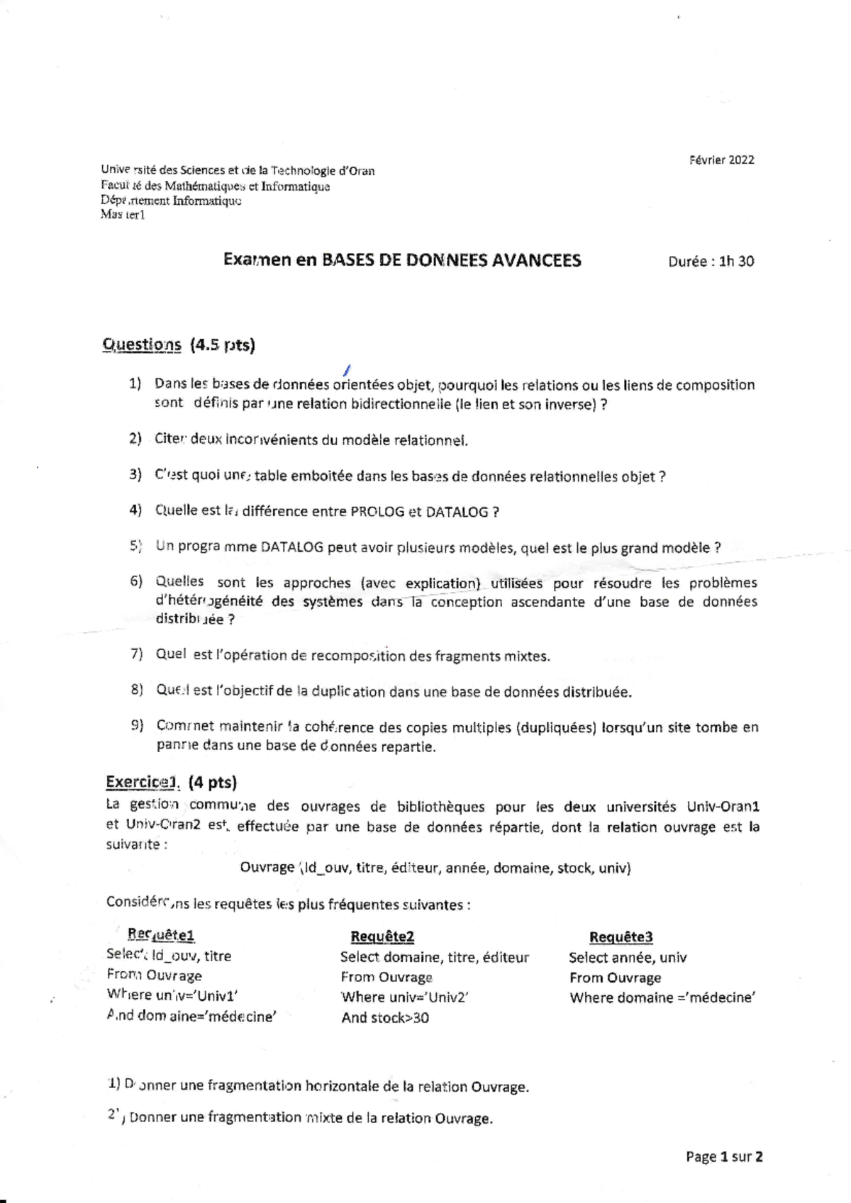 Exam BDDA 2021 - Exam BDDA 2021 - Méthode Numérique - Studocu