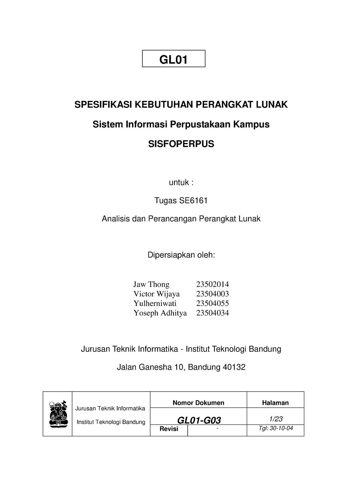 4.1.2. Contoh Dokumentasi SKPL - GL01 - Kasus Perpustakaan