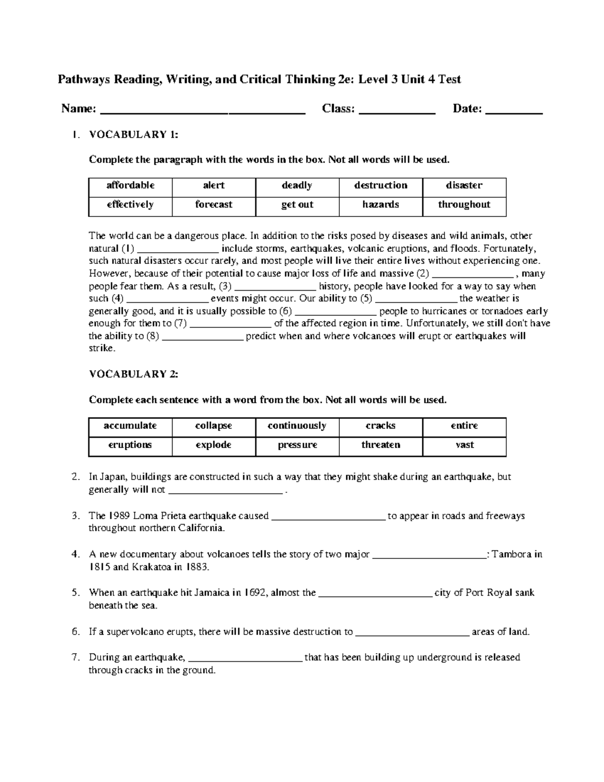 Pathways rw3 2e u4 test 2 - Pathways Reading, Writing, and Critical ...