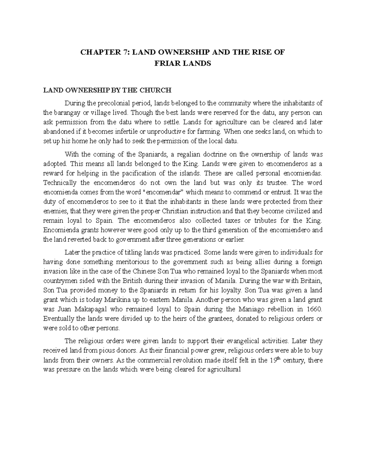 Chapter 7 - Jose Rizal Gregorio F. Zaide - CHAPTER 7: LAND OWNERSHIP ...