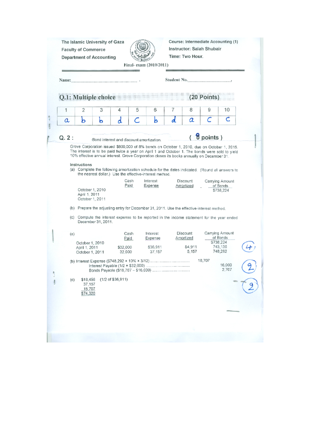 محاسبة متوسطة 1 إنجليزي الفصل الأول 2010 2011 - Intermediate accounting ...