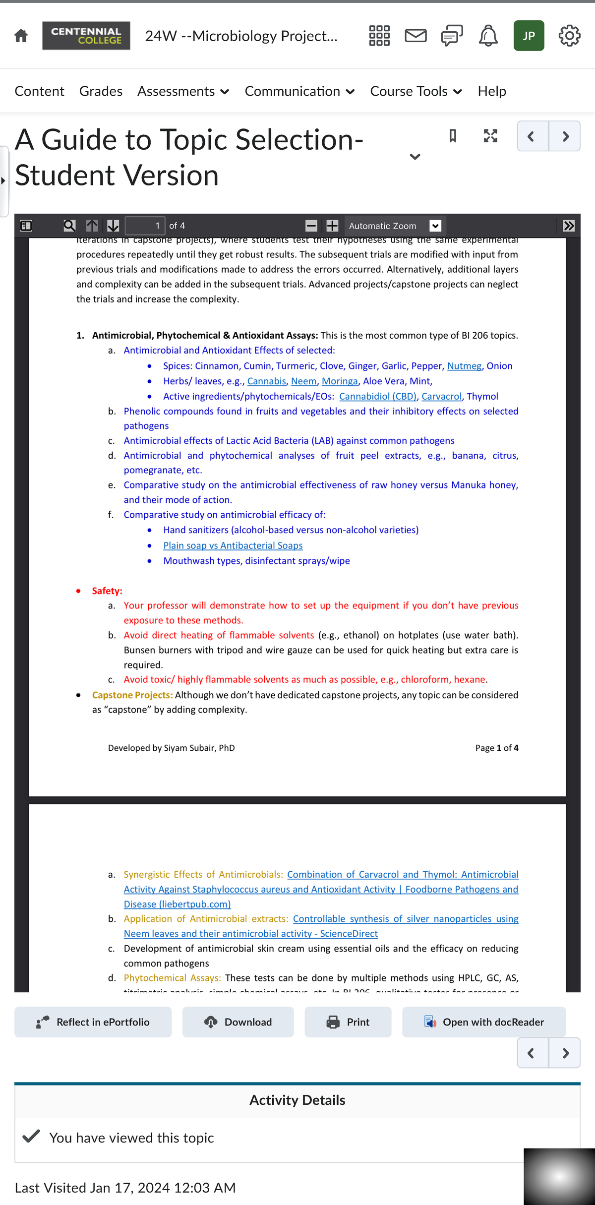A Guide to Topic Selection- Student Version - 24W -Microbiology Project ...