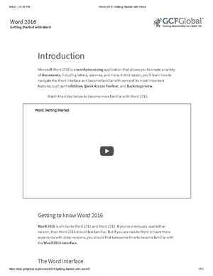 Word 2016: Getting Started with Word