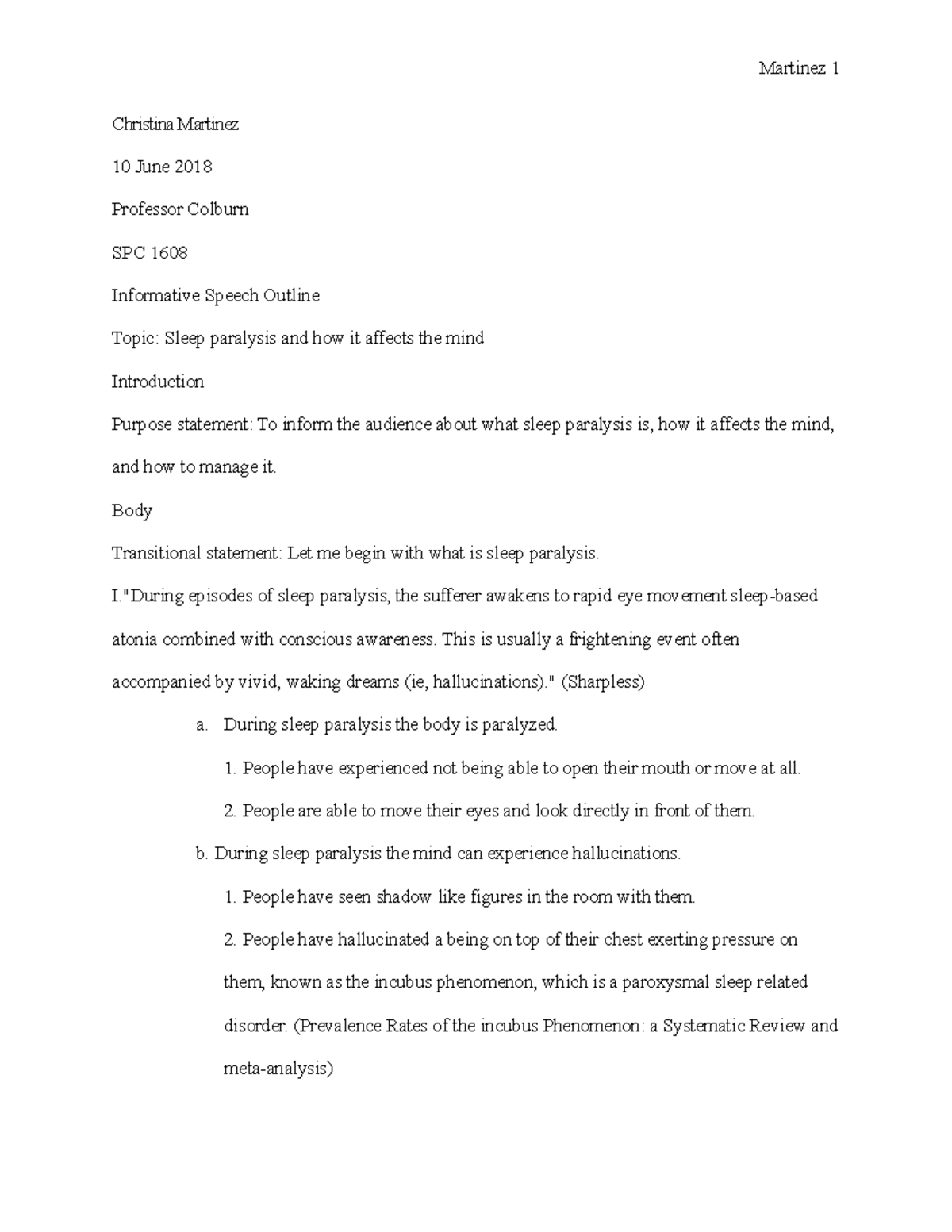 Rem sleep informative speech outline image