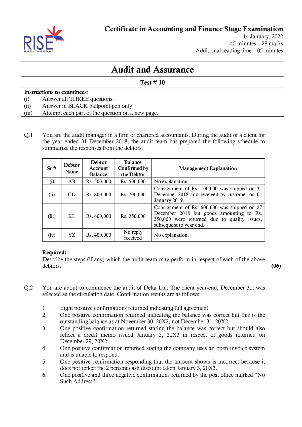 Test 10 - notes - Certificate in Accounting and Finance Stage ...