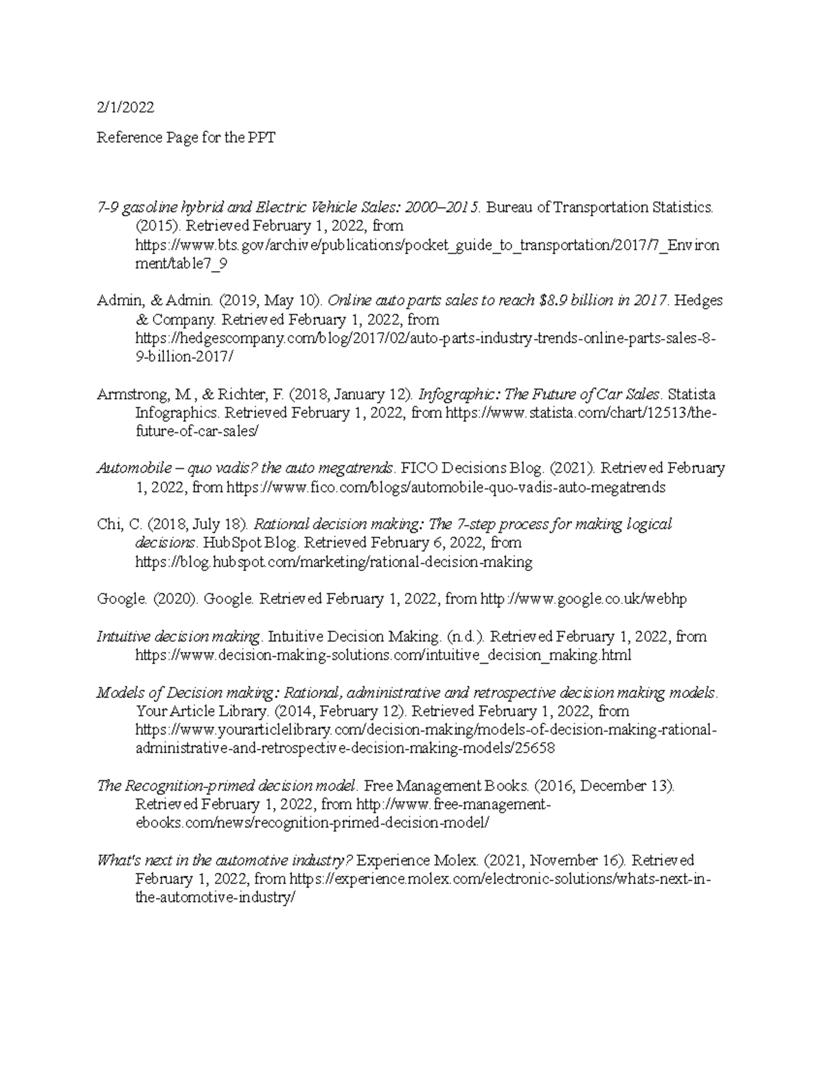 Isaiah Brown References - 2/1/ Reference Page for the PPT 7-9 gasoline ...