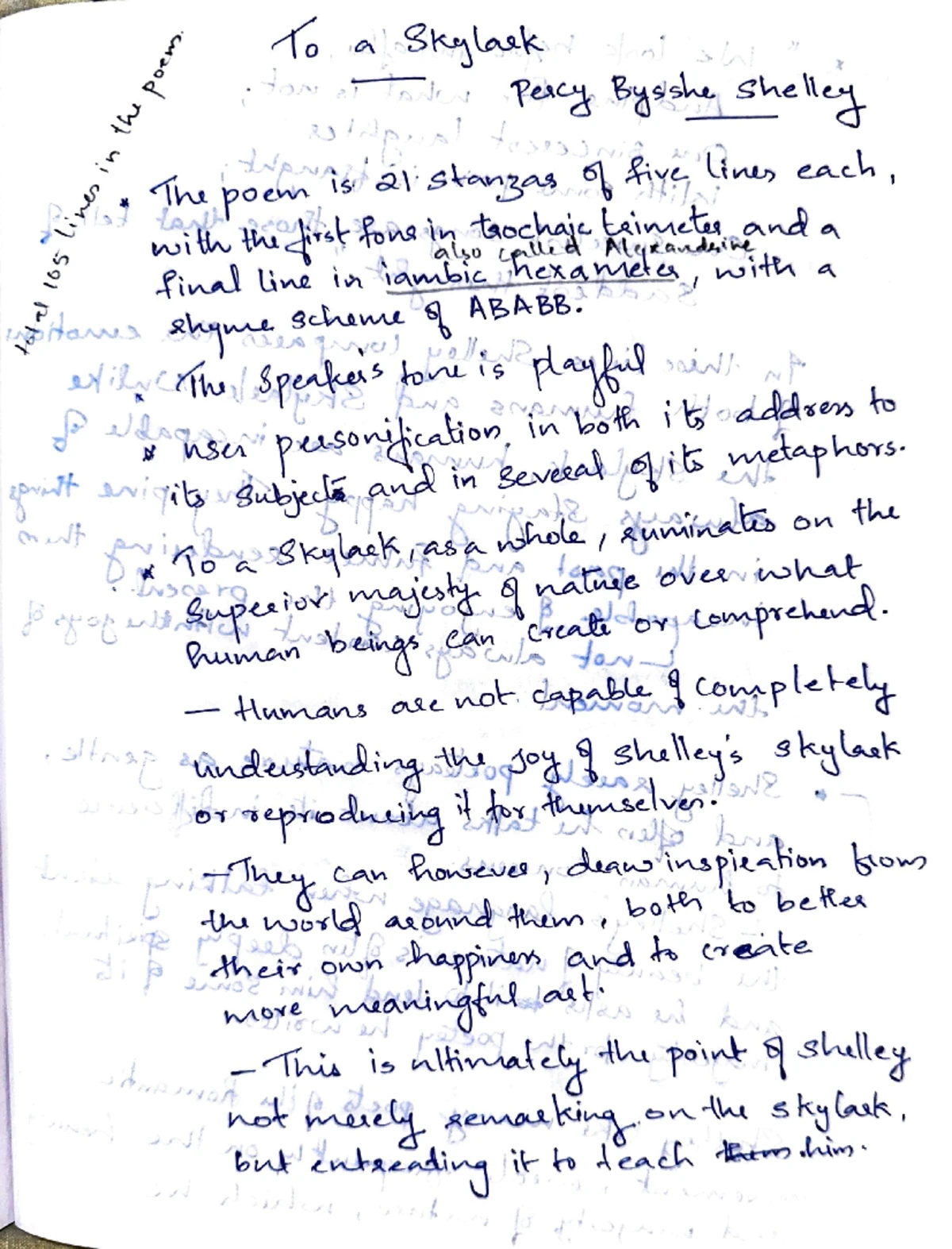 Ode to the skylark - Notes - To a Skylarkk Summary The speaker ...