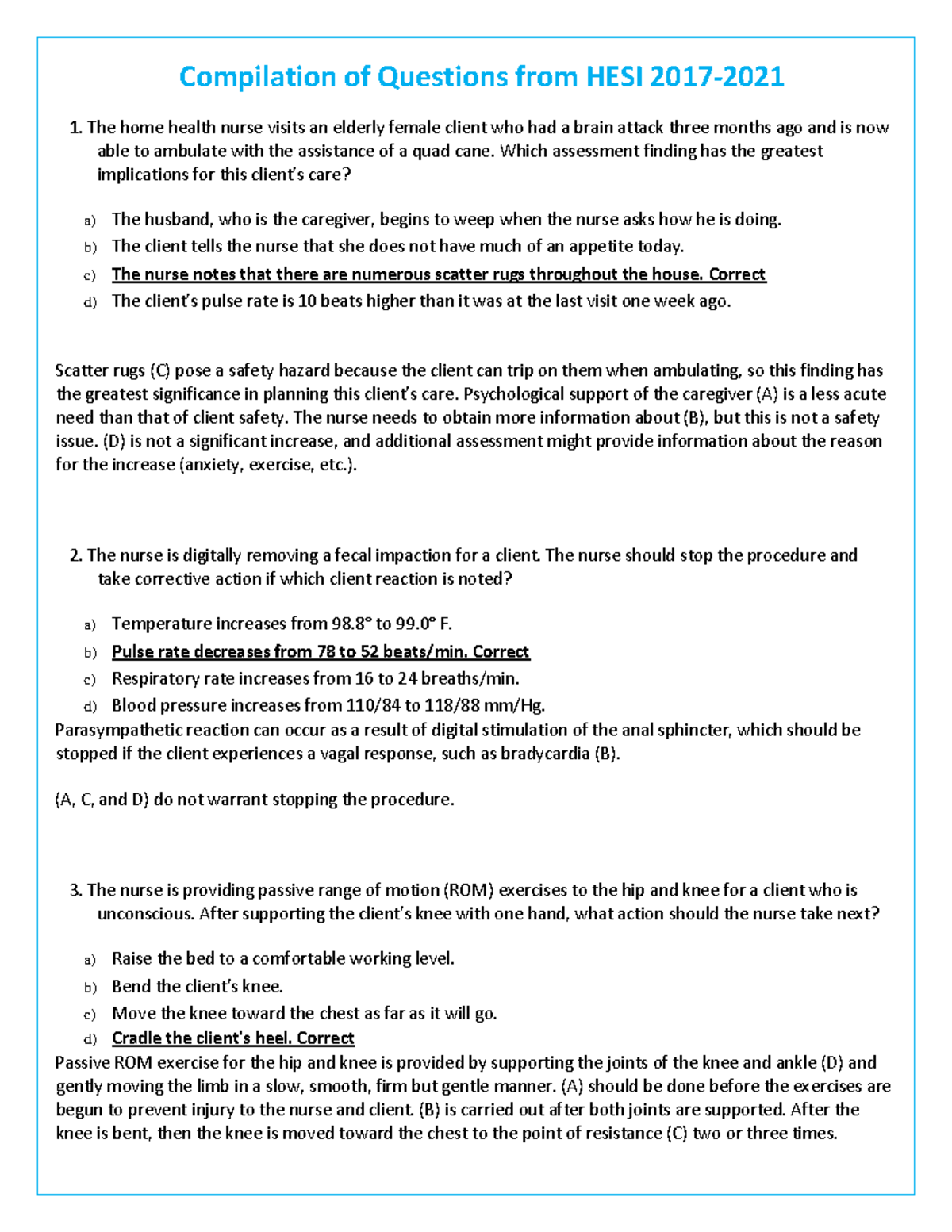 hesi case studies for fundamentals of nursing