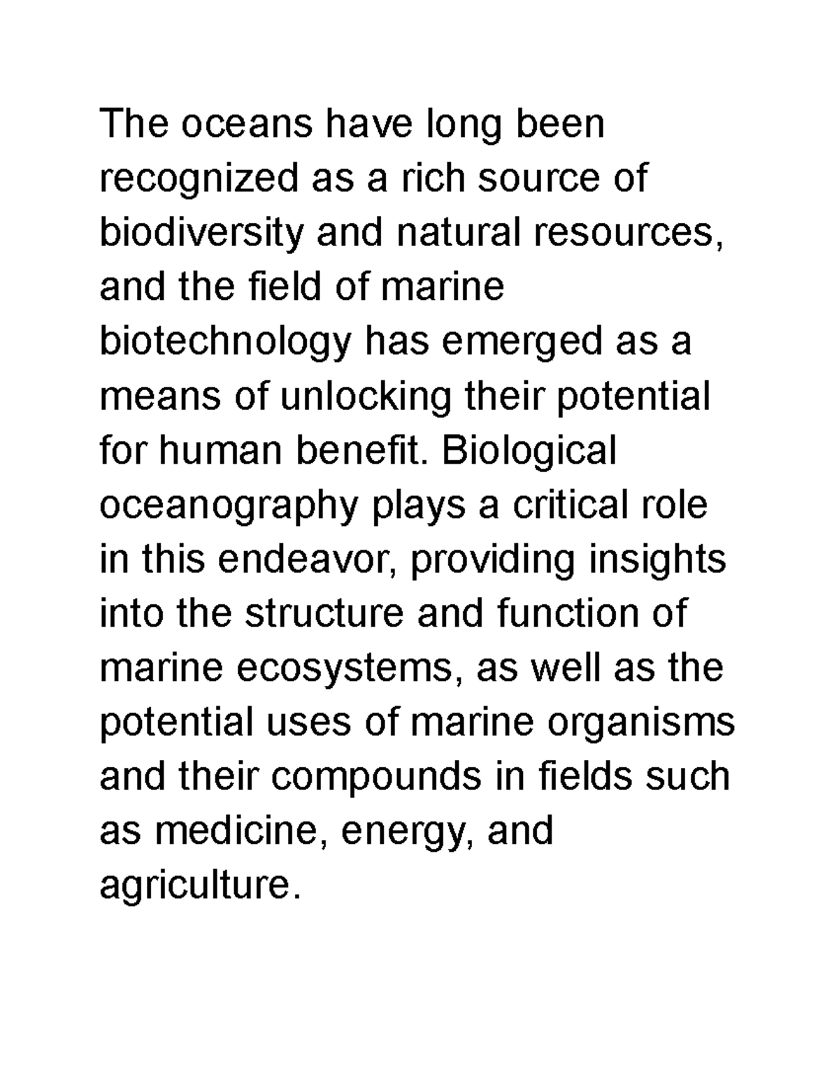 marine biology essay examples