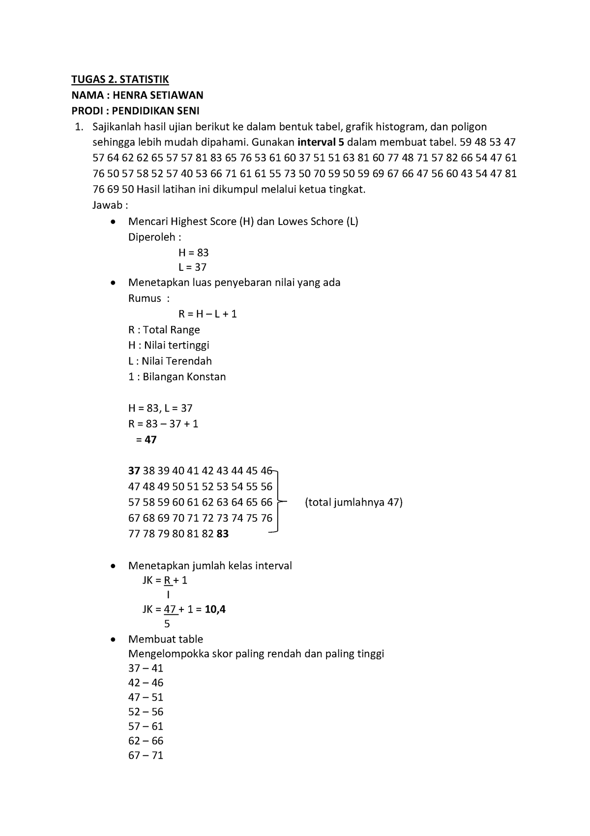 Tugas 2 Statistik - TUGAS 2. STATISTIK NAMA : HENRA SETIAWAN PRODI ...