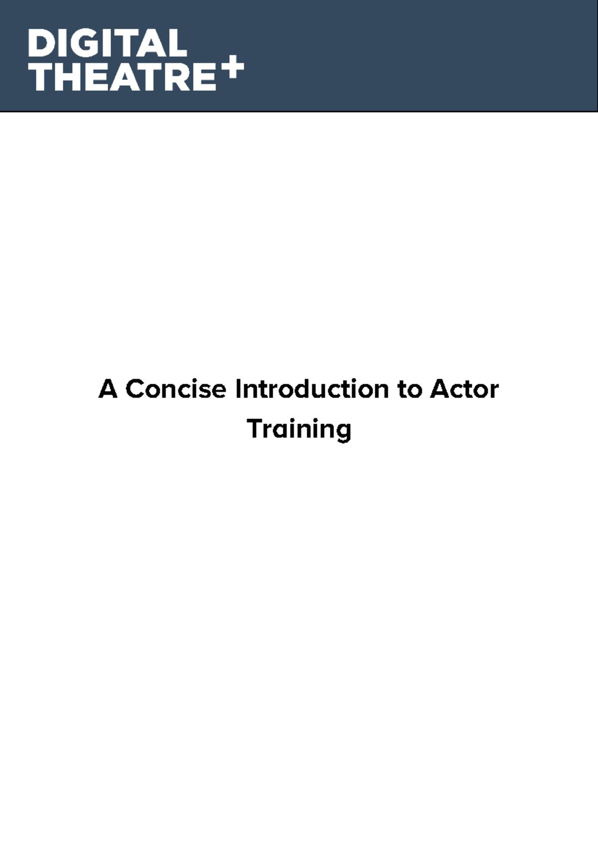 A Concise Introduction to Actor Training - A Concise Introduction to ...