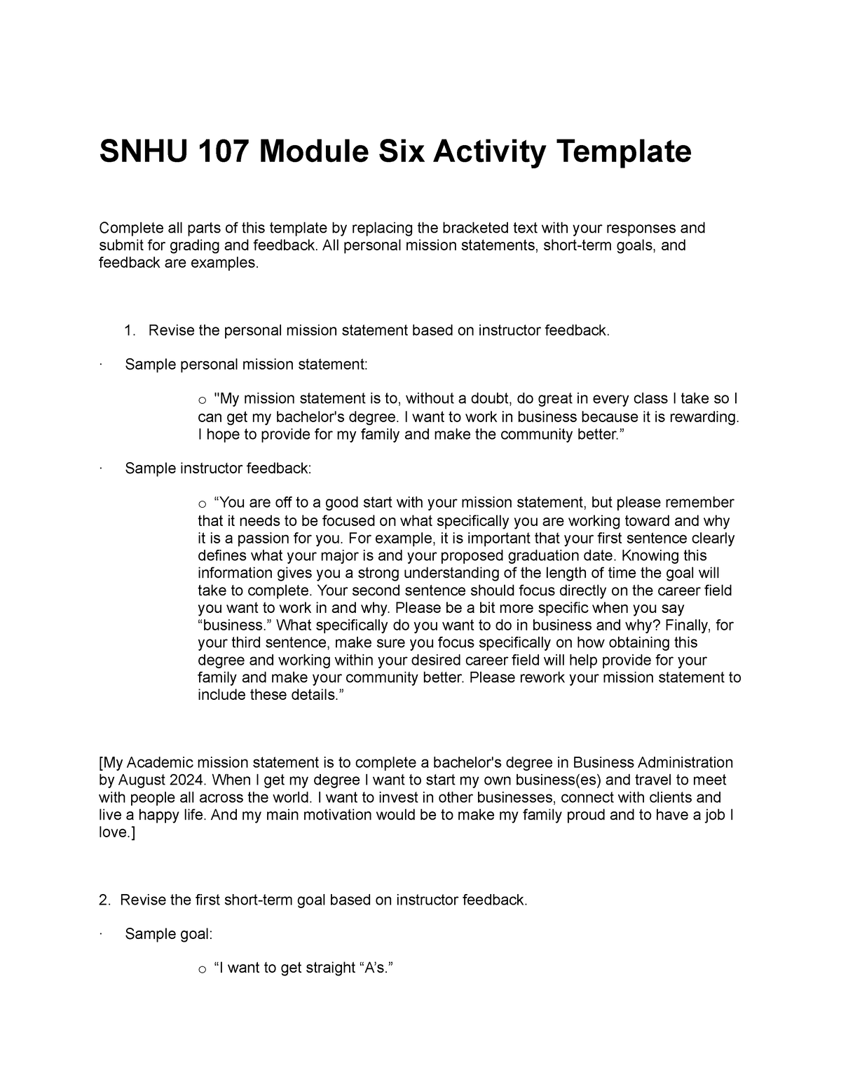 Snhu 107 Module Six Activity Template