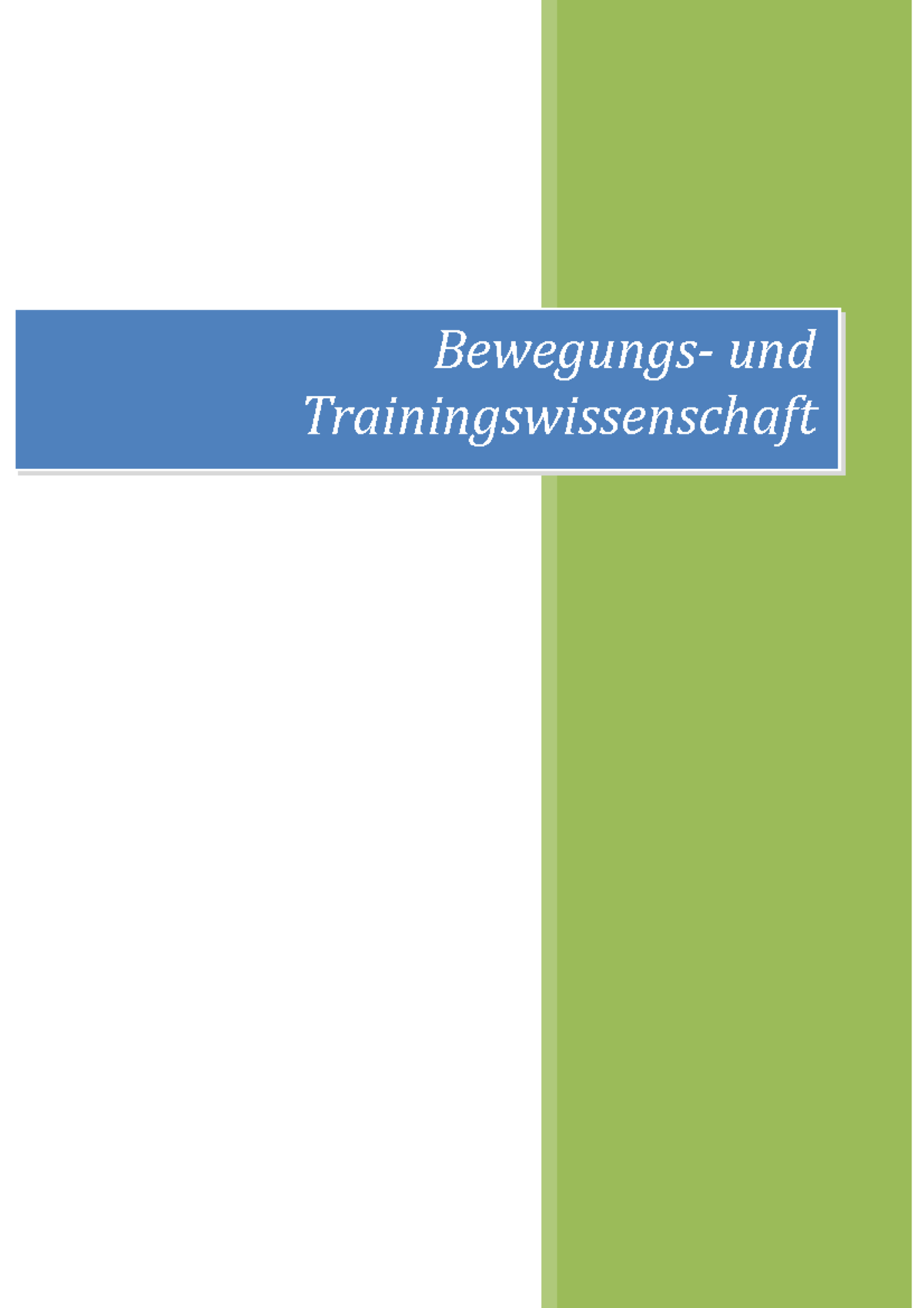 Zusammenfassung BUT - Und Trainingswissenschaft Inhalt 1. Wie Plane Ich ...