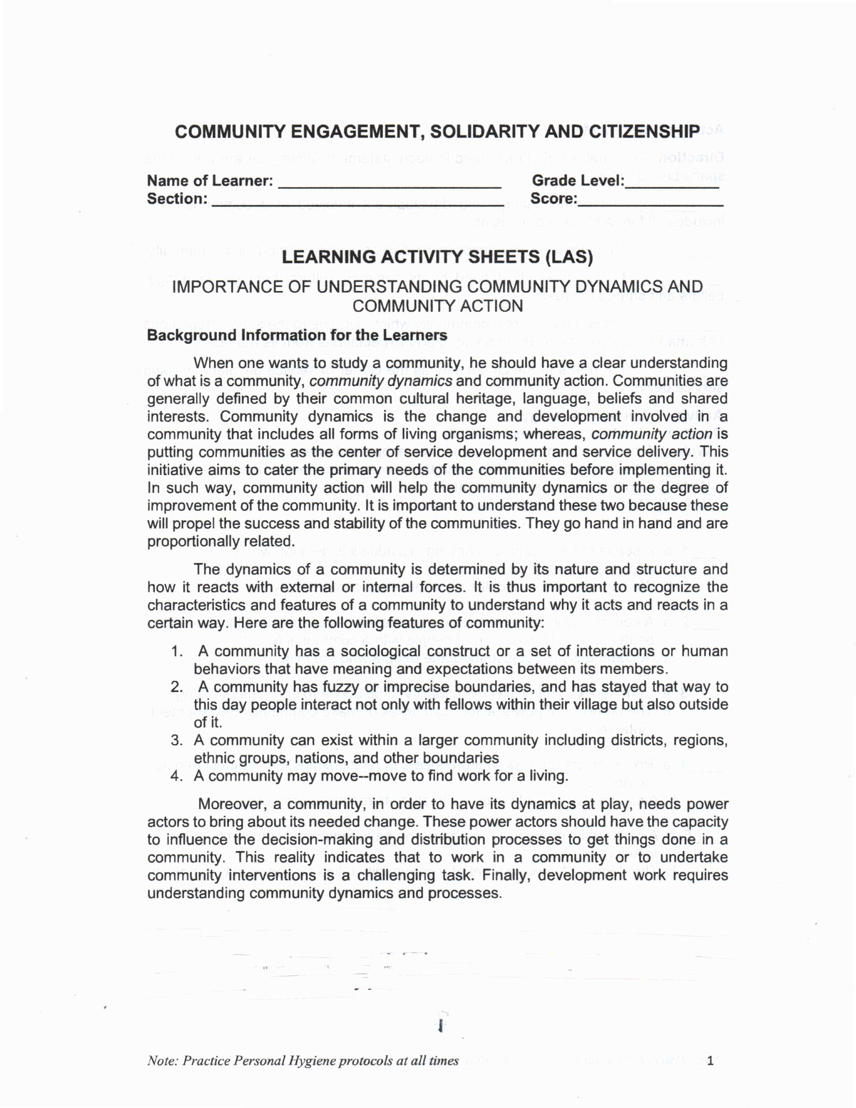 CESC Quarter 3 Module 1 PAGE 1 - Assessment in Learning 1 - Studocu