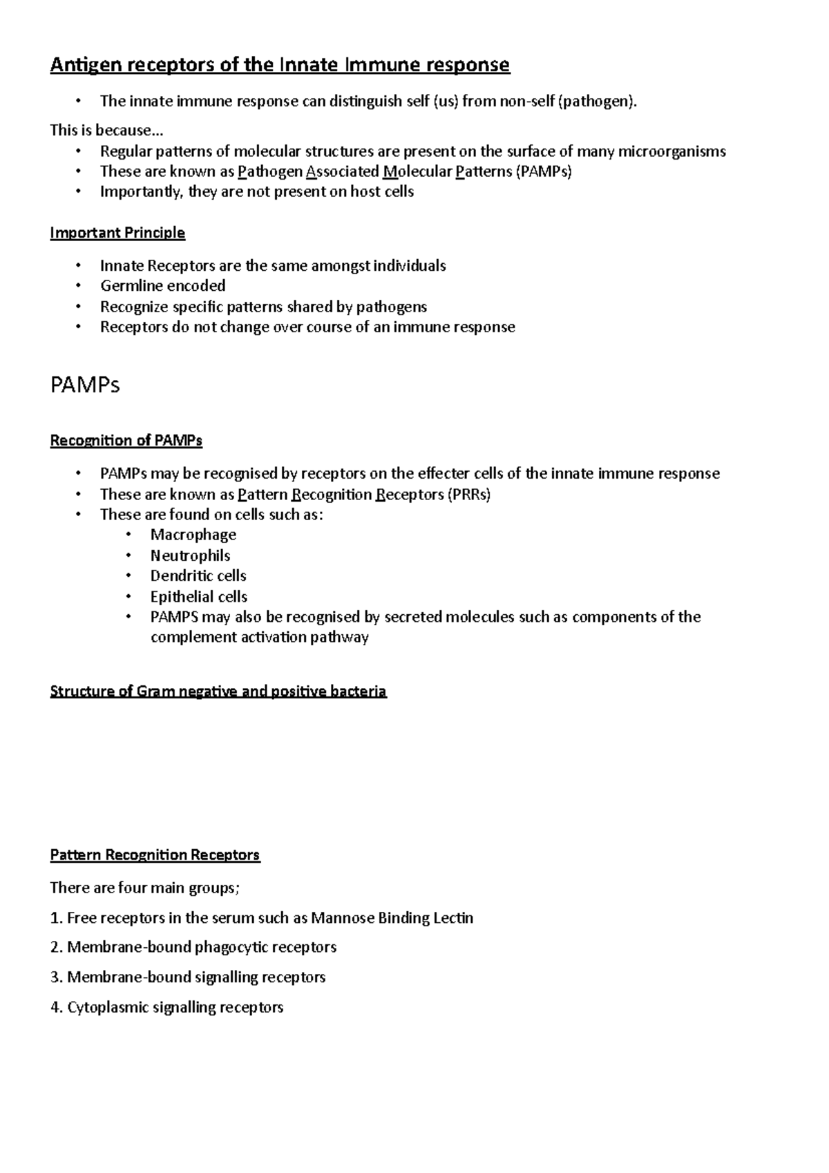 Antigen receptors of the Innate Immune response - This is because ...