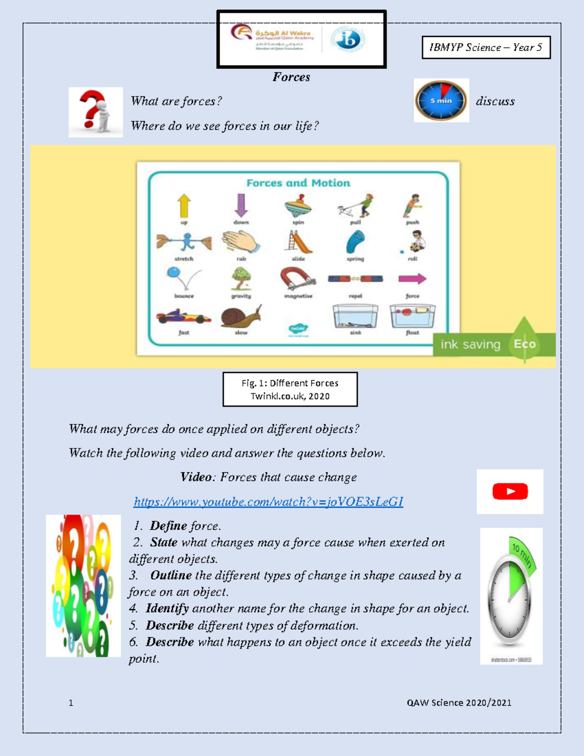 Forces and Motion - Information - 1 QAW Science 2020/ Forces What are ...