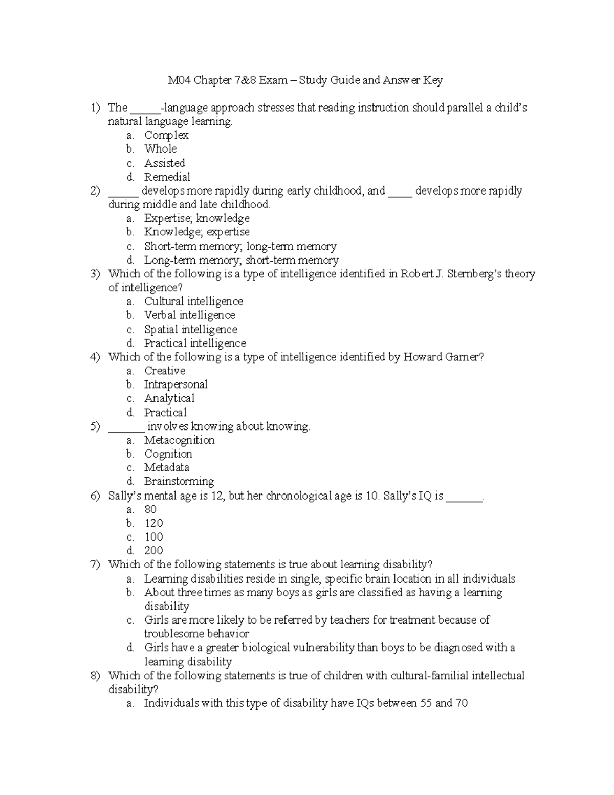 M04 Chapter 7&8 Exam - Study Guide, Answer Key - M04 Chapter 7&8 Exam ...