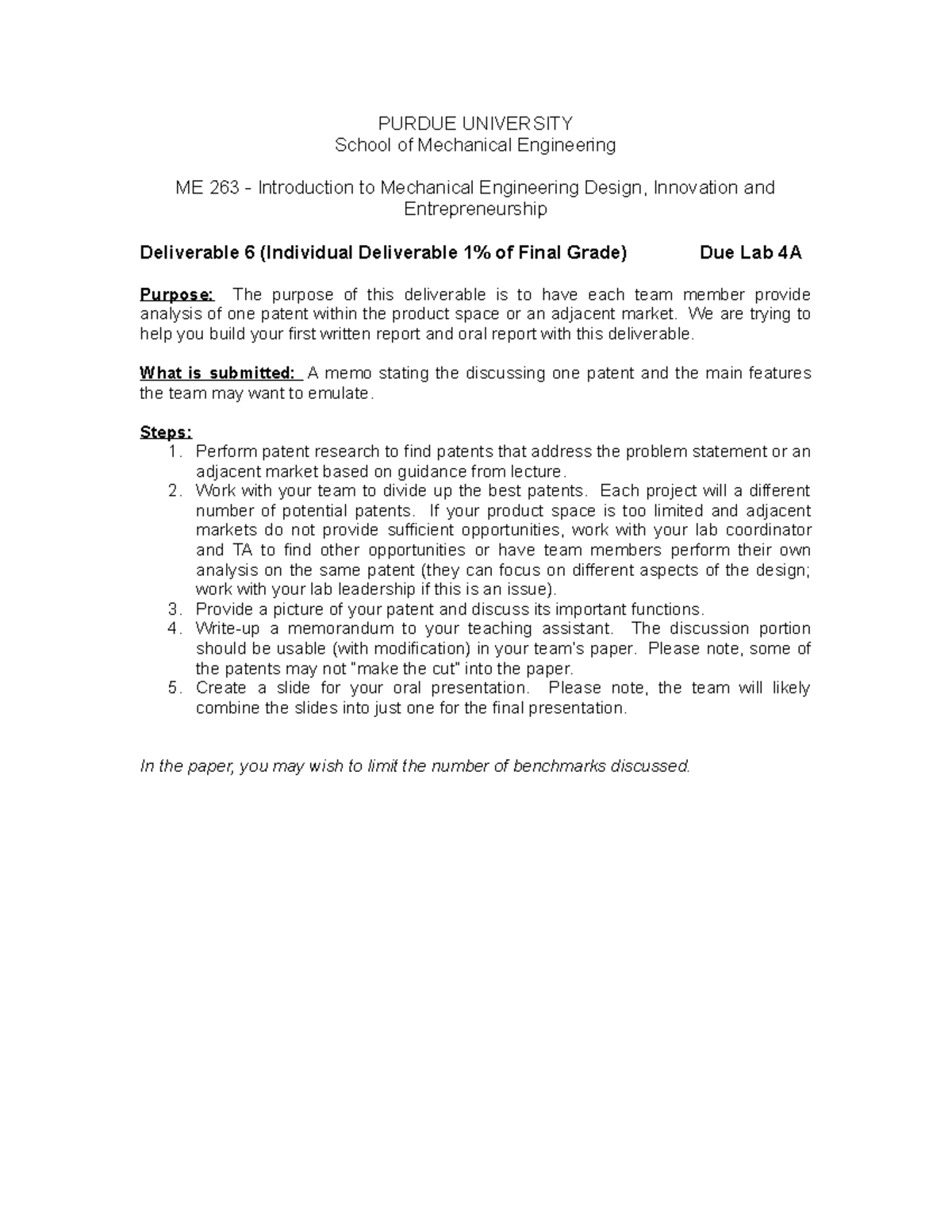 Deliverable 6 Sample PURDUE UNIVERSITY School of Mechanical