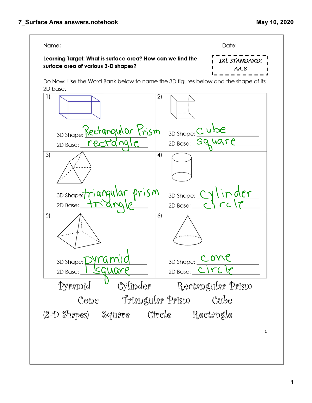 7 Surface Area answers - Fun - Studocu