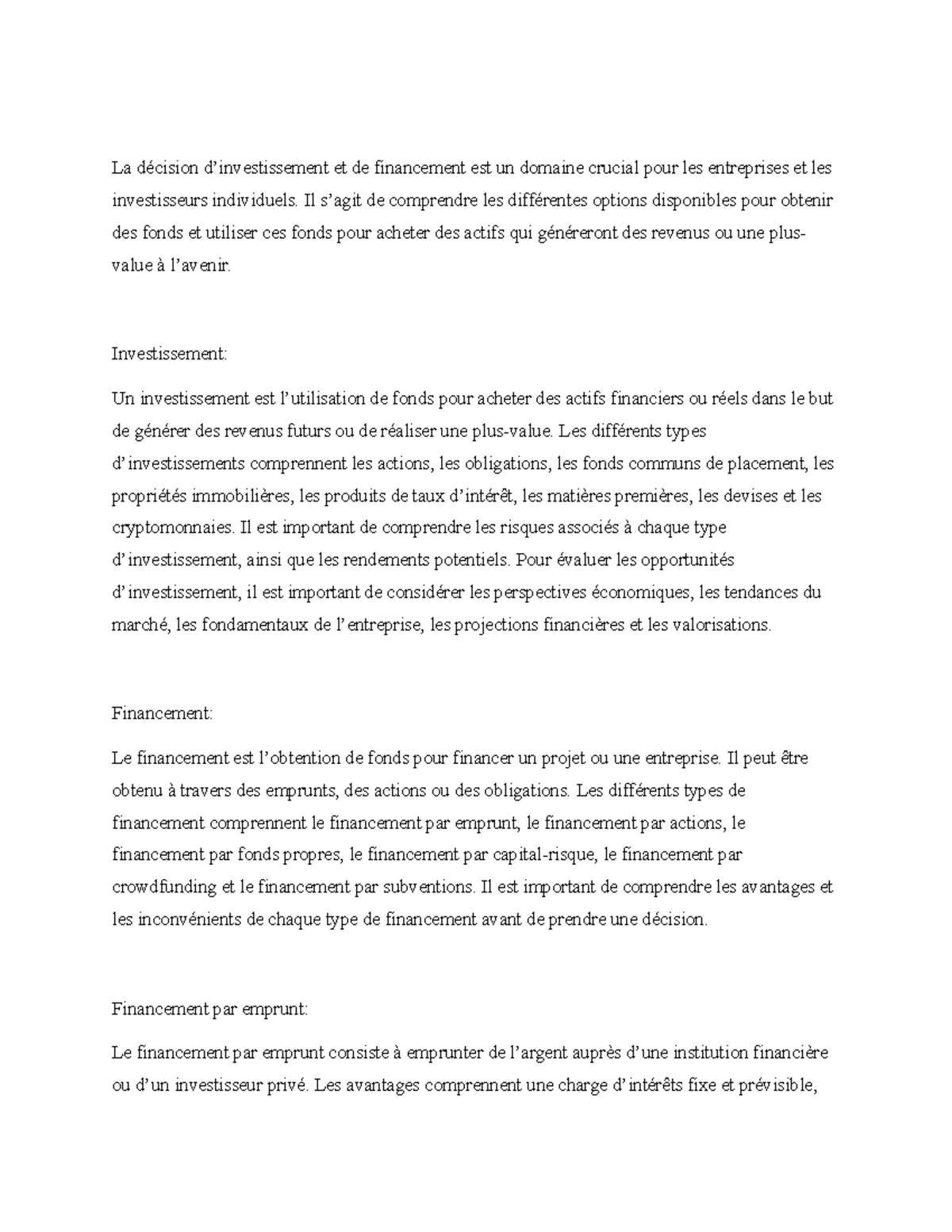 Décision de financement et d'investissement 2 - La décision d ...