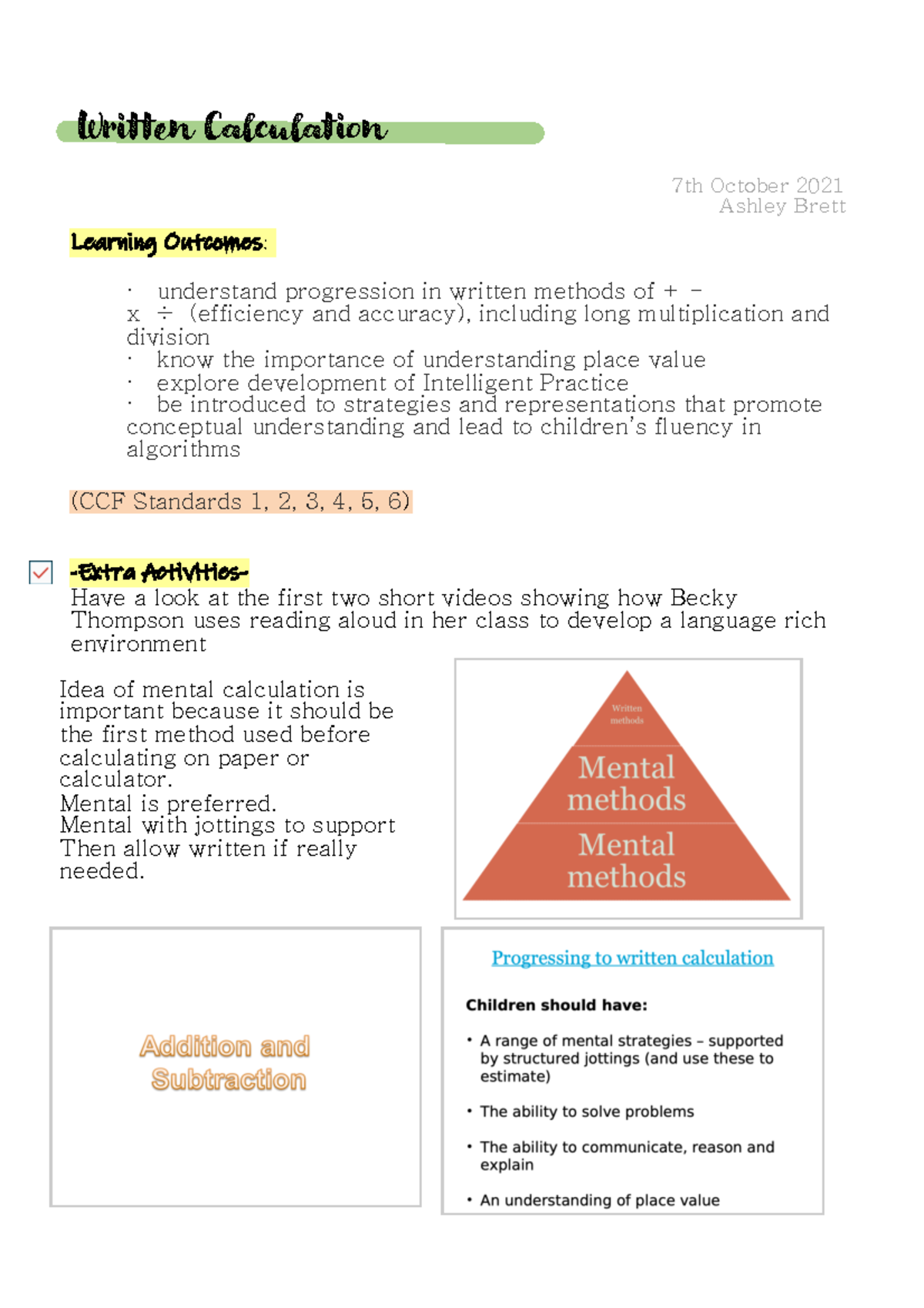 5. Written Calculation - 7th October 2021 Ashley Brett Learning ...