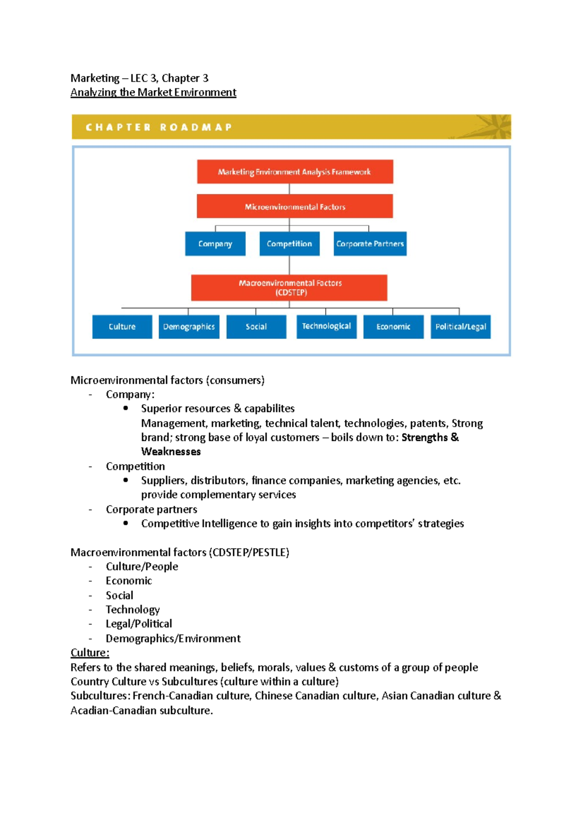 Marketing - Chapter 3, LEC3 - Marketing – LEC 3, Chapter 3 Analyzing ...