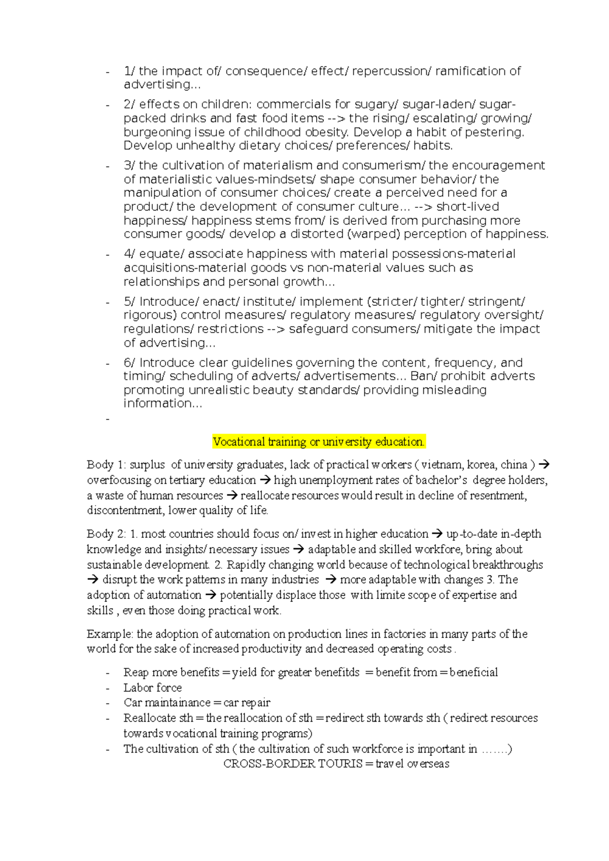 Essay ideas eeee 1/ the impact of/ consequence/ effect