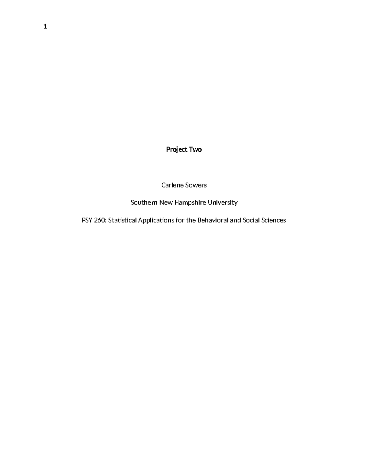 PSY260 Project Two - Psy 260 - 1 Project Two Carlene Sowers Southern ...