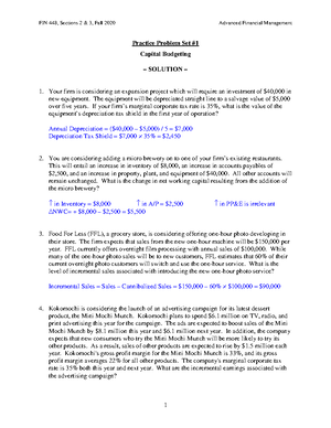 Quiz-6 Solution - Consider a project with free cash flows in one year ...