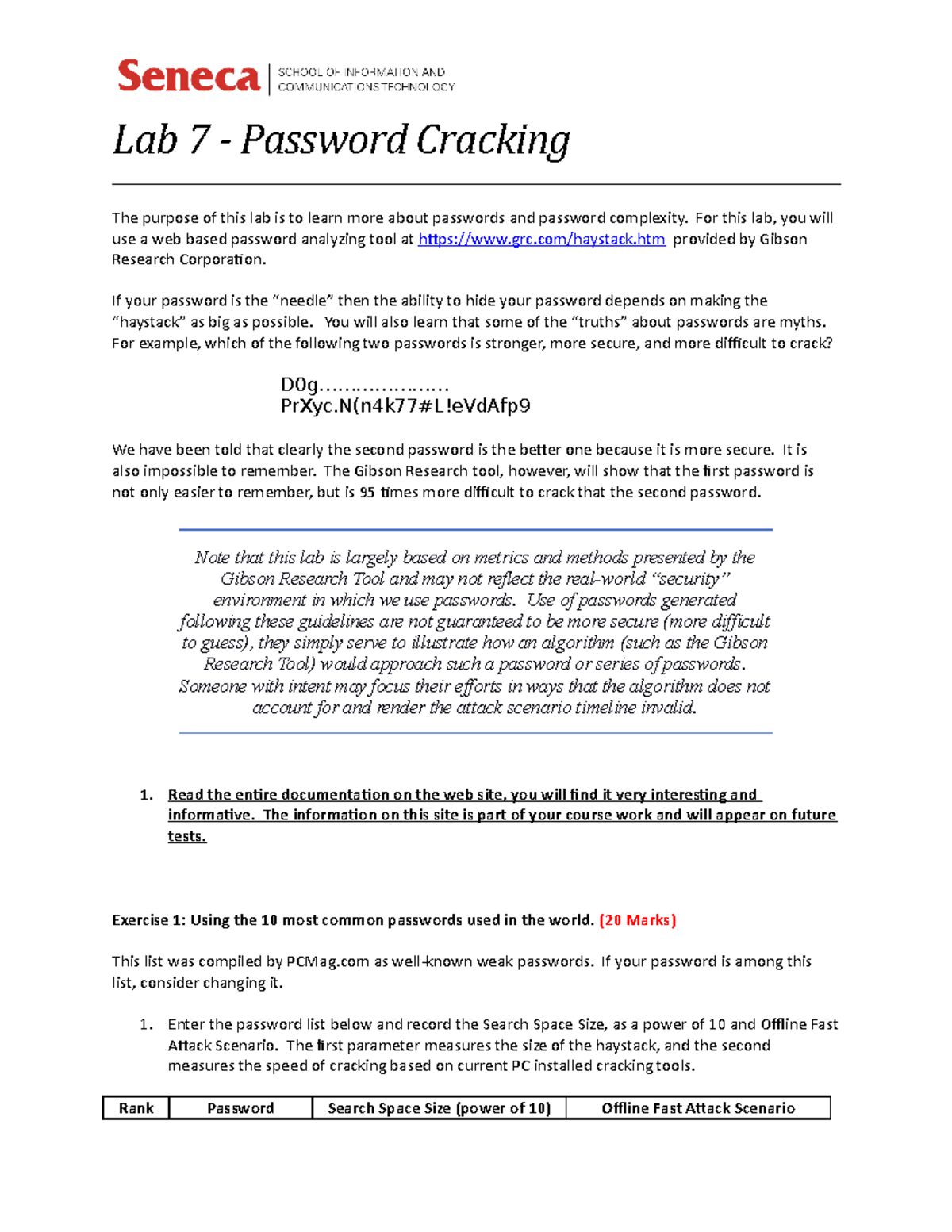 Lab Exercise 07 - Password Cracking - Lab 7 - Password Cracking - Studocu