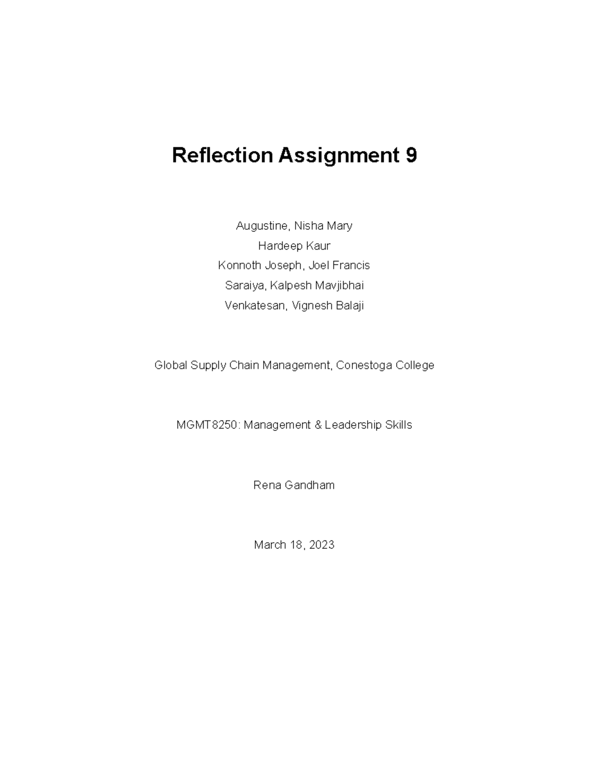 assignment 6 reflection