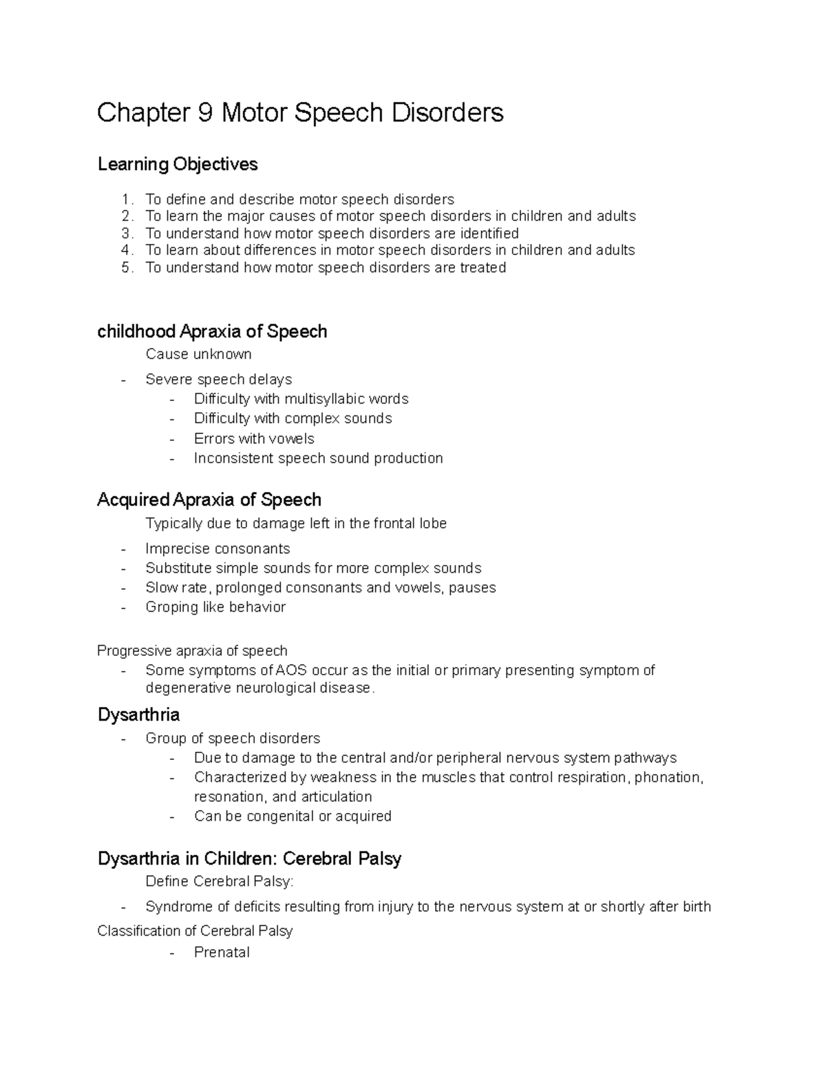 Chapter 9 Motor Speech Disorders Chapter 9 Motor Speech Disorders