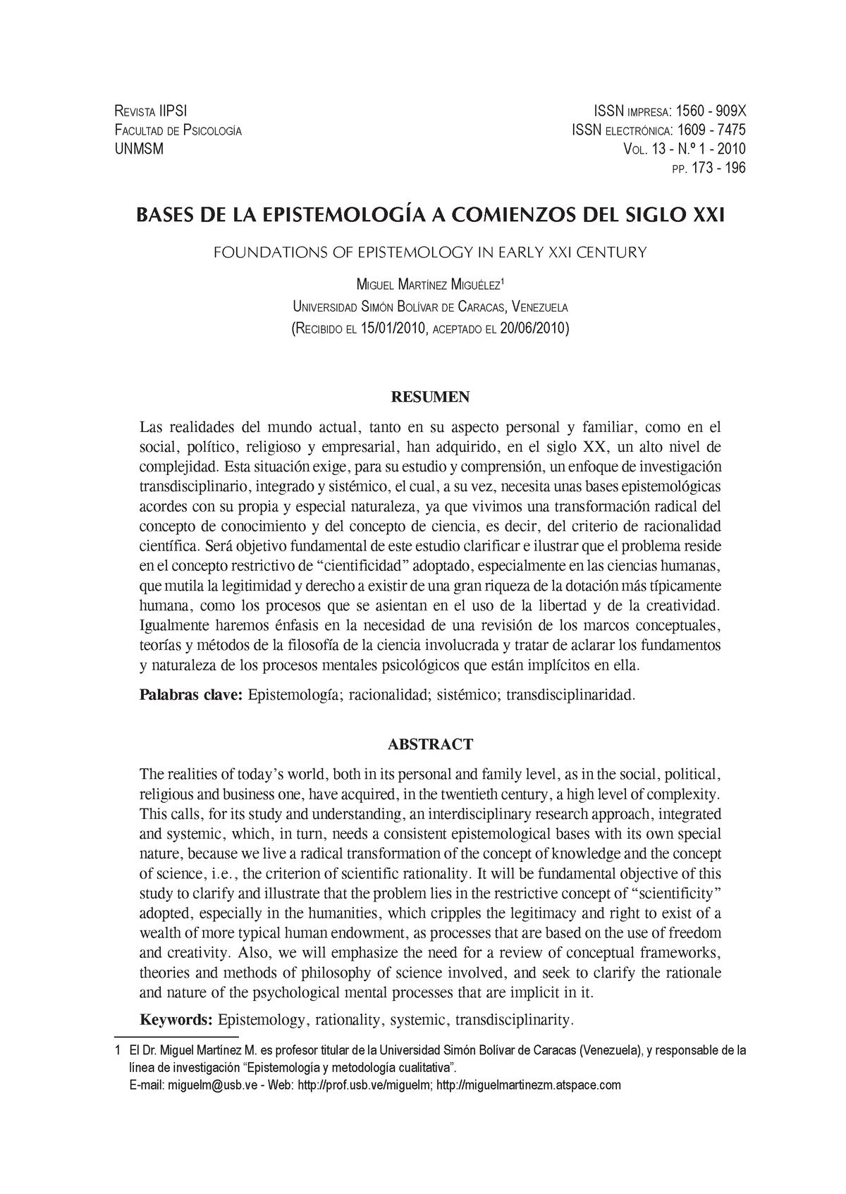 Lectura 1 Bases De La Epistemología S Xxi - BASES DE LA EPISTEMOLOGÍA A ...