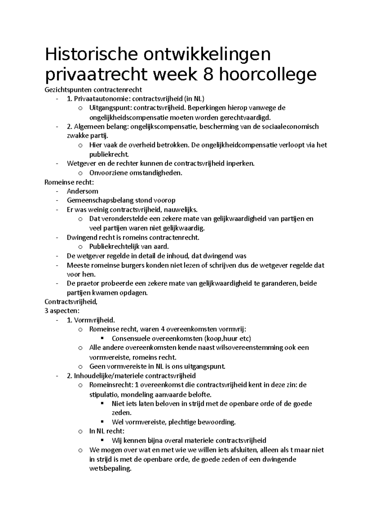 Historische Ontwikkelingen Privaatrecht Week 8 Hoorcollege