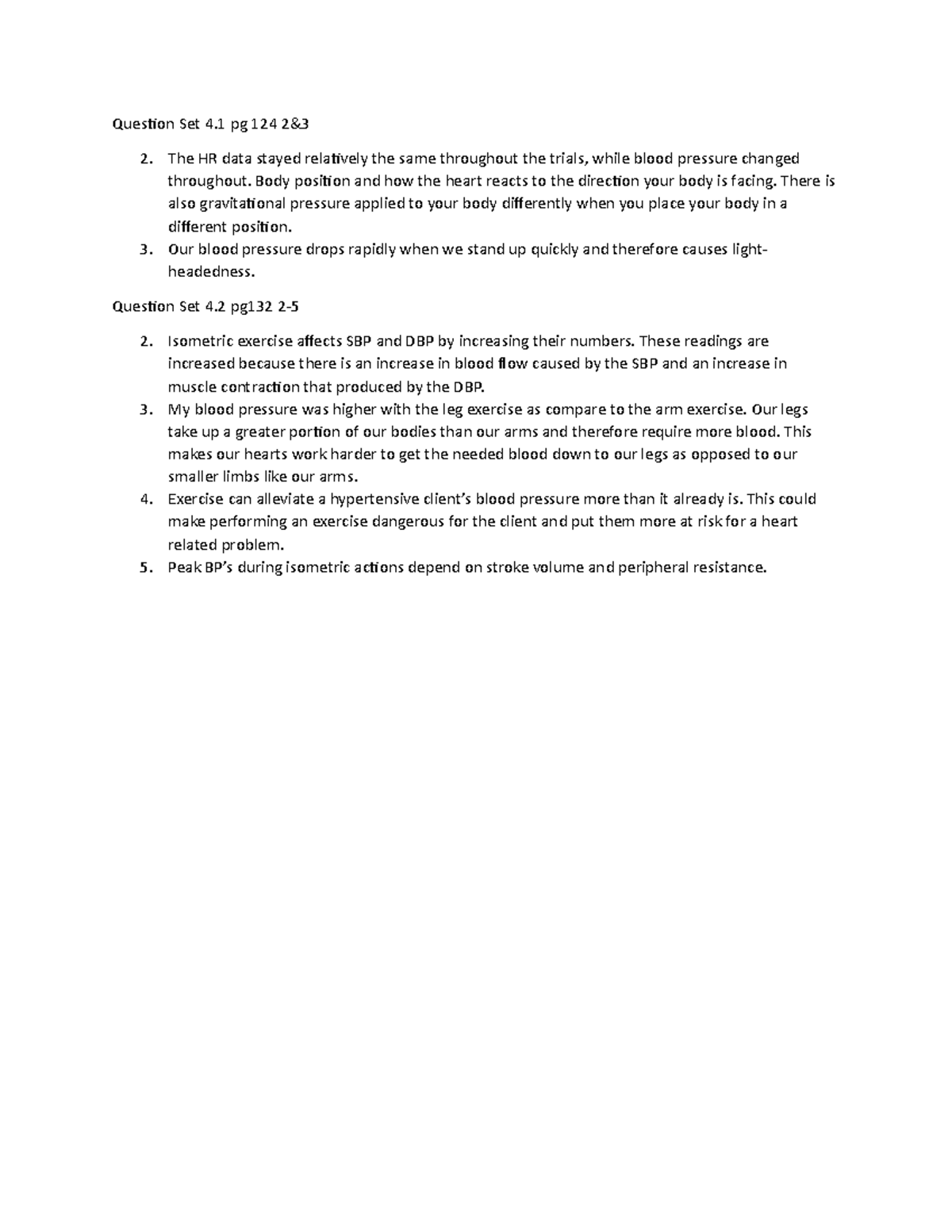 HR and BP Book Assignment - Question Set 4 pg 124 2& The HR data stayed ...