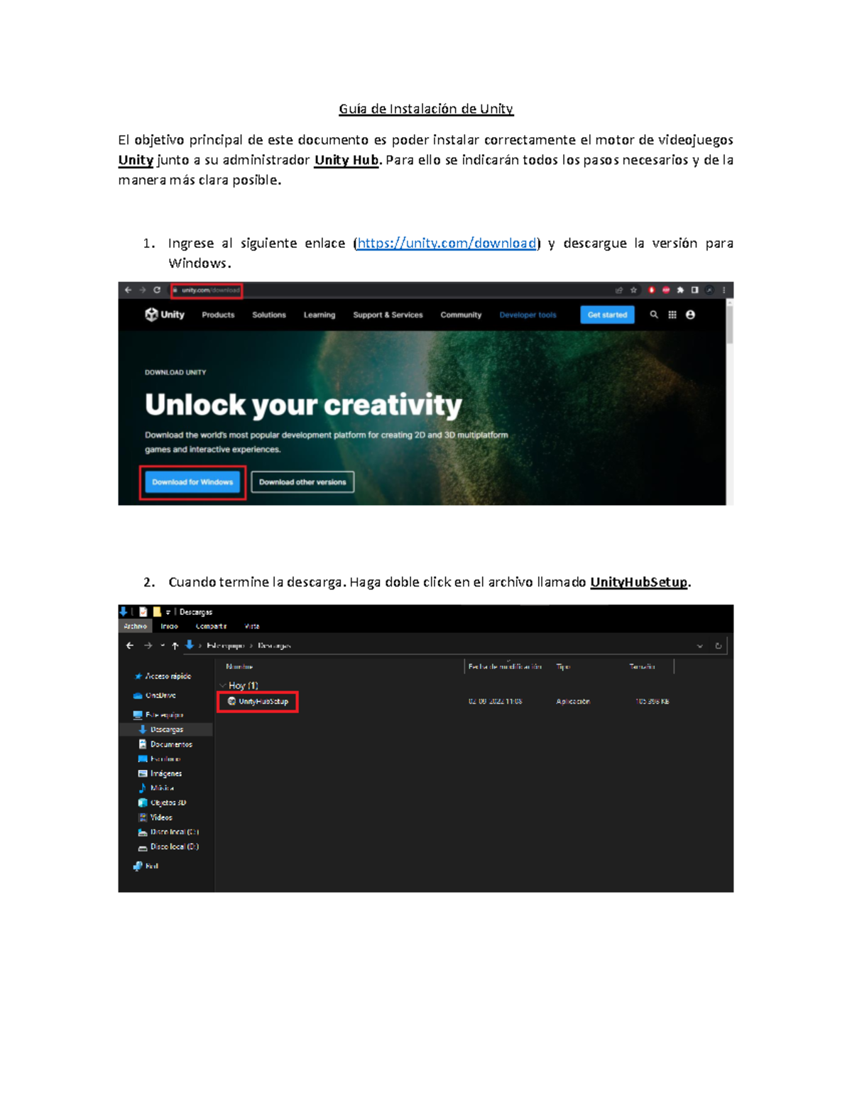 Guía de Instalación de Unity - GuÌa de InstalaciÛn de Unity El objetivo ...