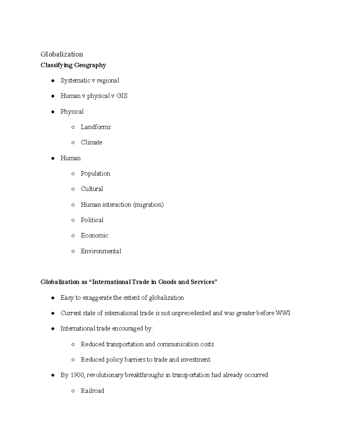 Geography Concepts - Globalization Classifying Geography Systematic v ...