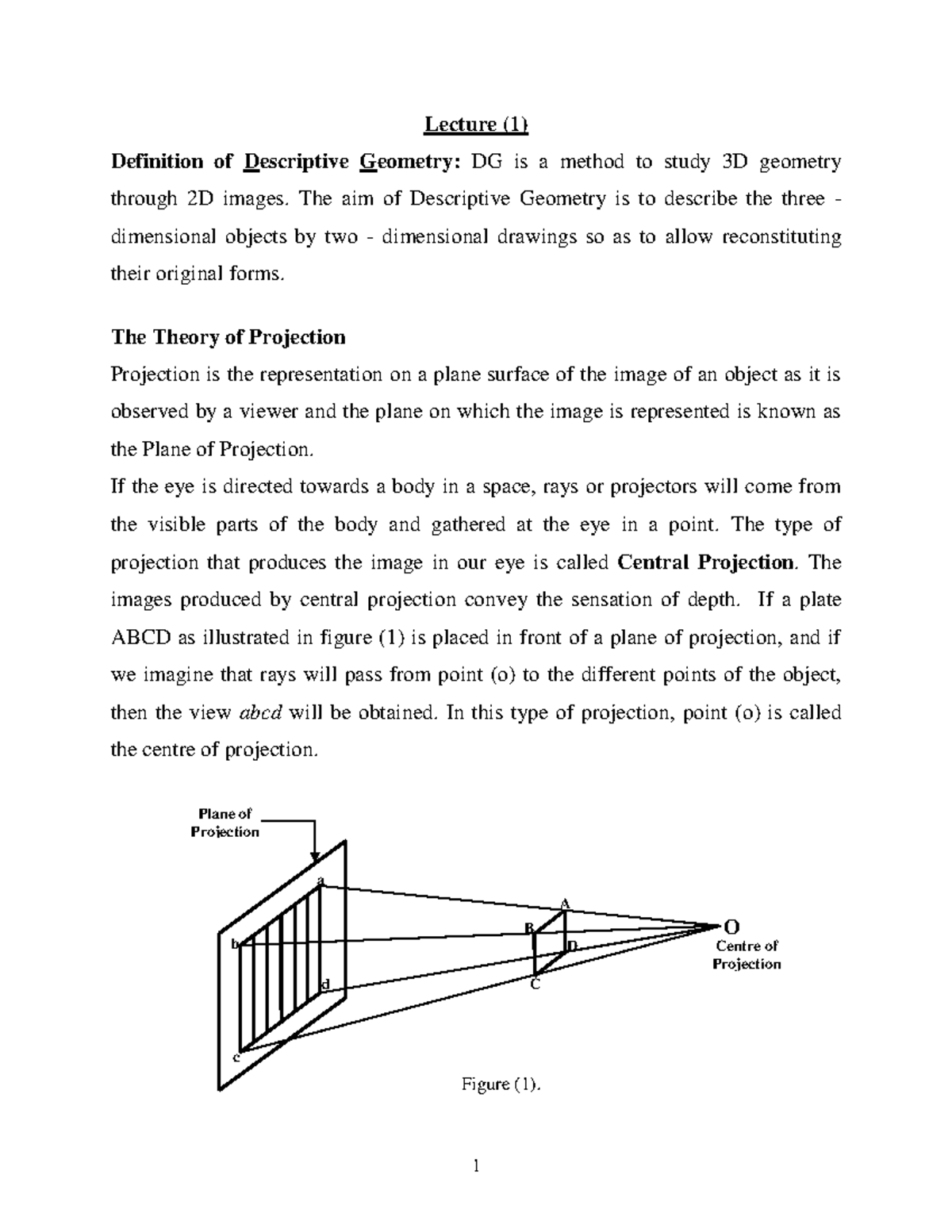 Descriptive geometry terminology Lecture (1) Definition of