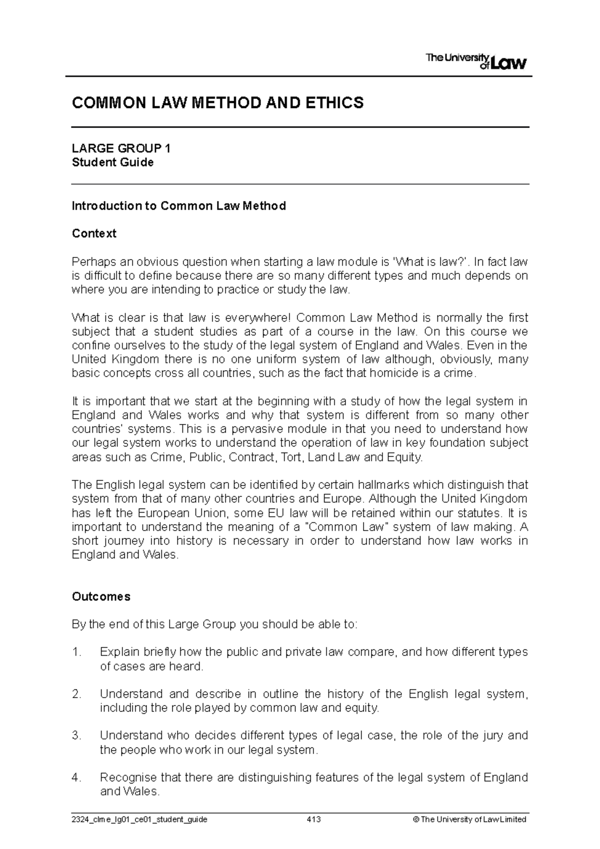 LG1 - lecture summary - COMMON LAW METHOD AND ETHICS LARGE GROUP 1 ...