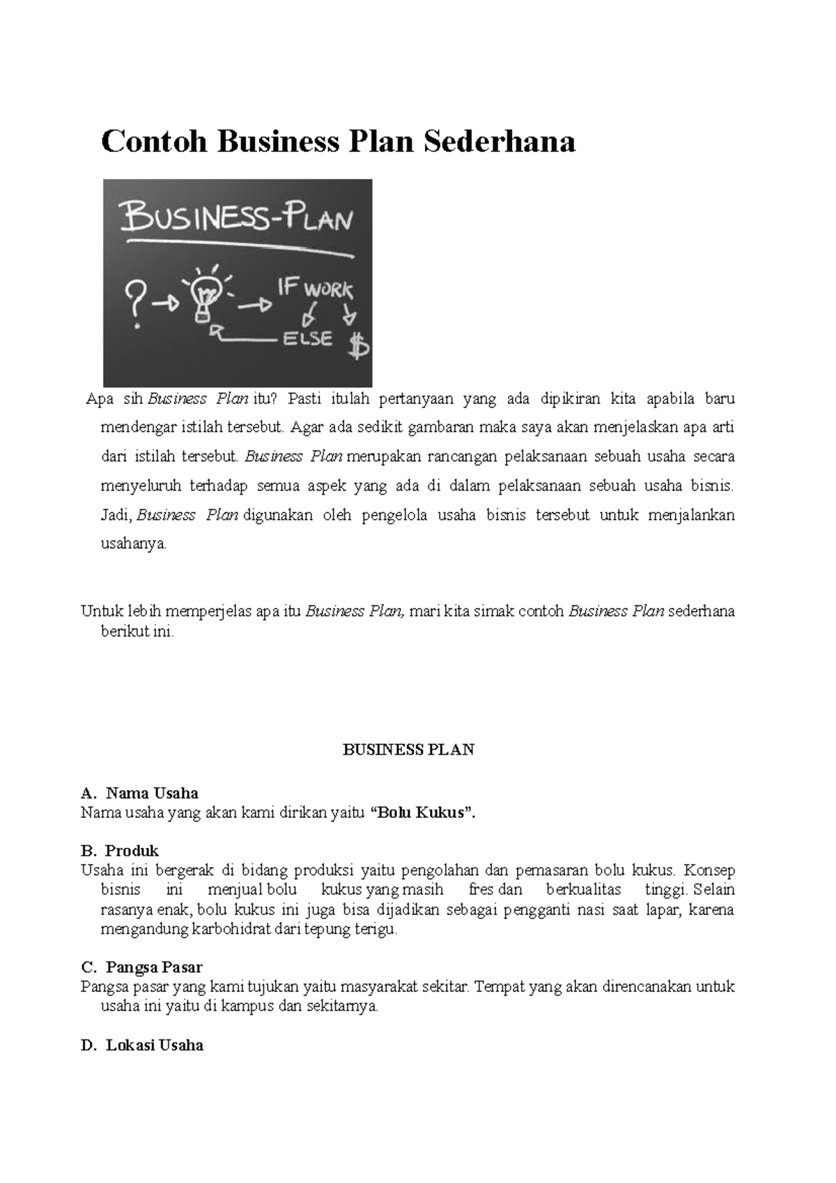 Contoh Business Plan Sederhana Agar Ada Sedikit Gambaran Maka Saya Akan Menjelaskan Apa Arti 3782