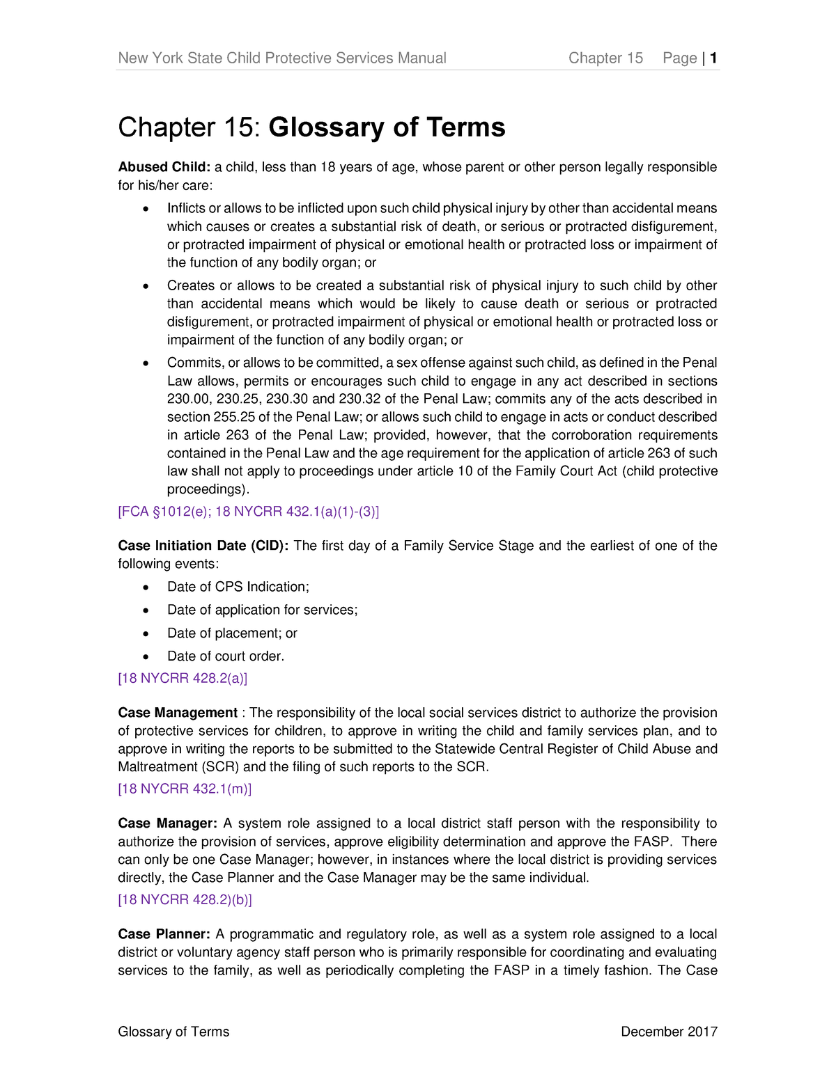 CPS ch15 Glossary Child Protective Services Glossary New York State 