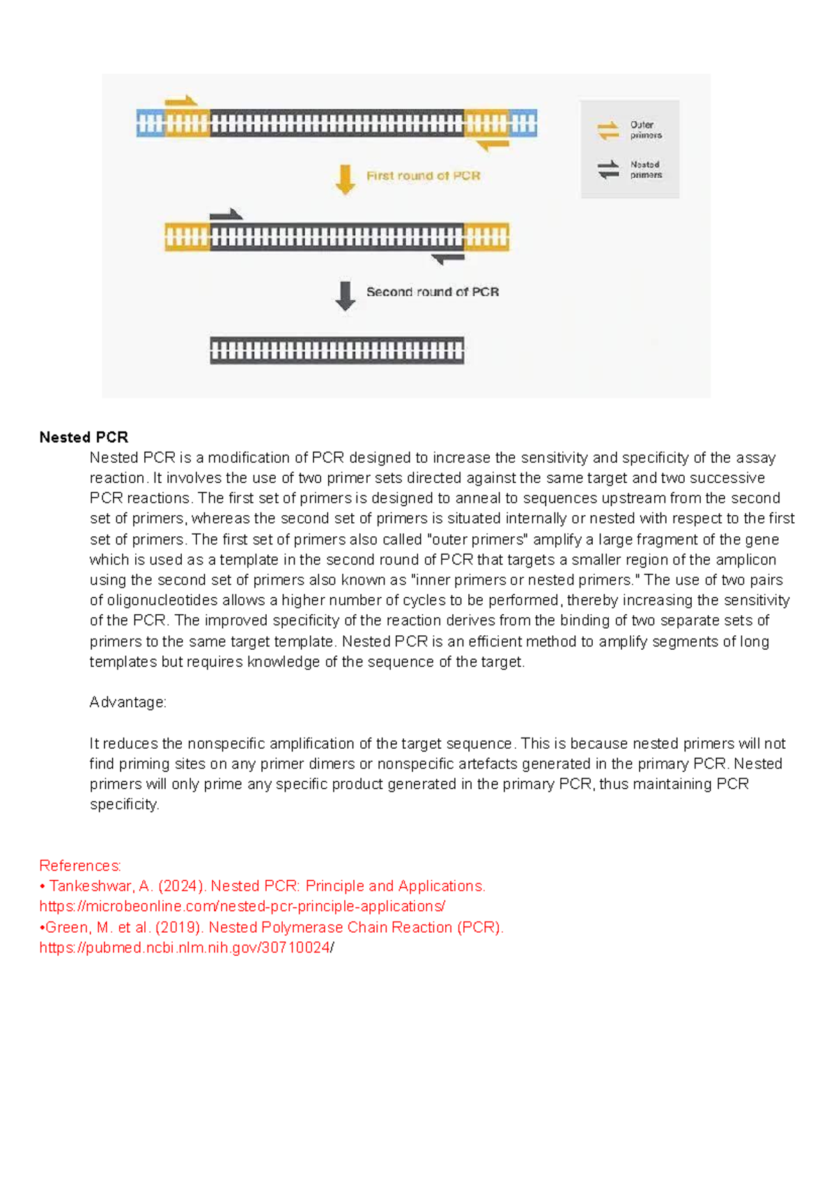 Quick - Nested PCR Nested PCR is a modification of PCR designed to ...