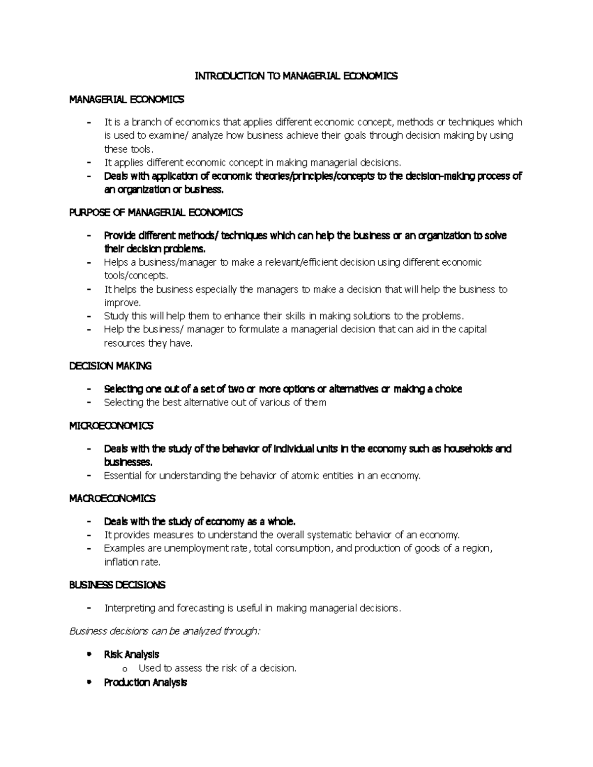 Introduction TO Managerial Economics - INTRODUCTION TO MANAGERIAL ...